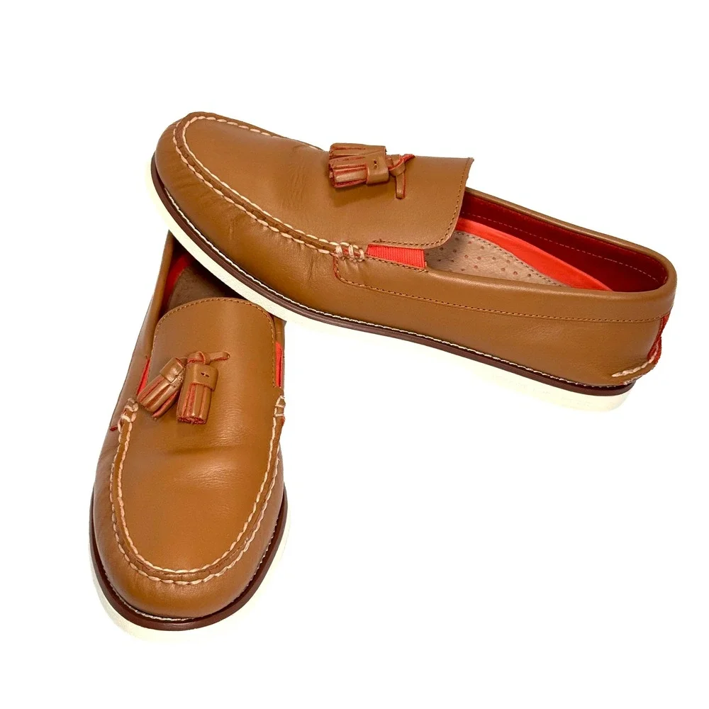 Sperry Authentic Original Tassel Boat Shoes Loafers Mens 12M Tan Orange Leather